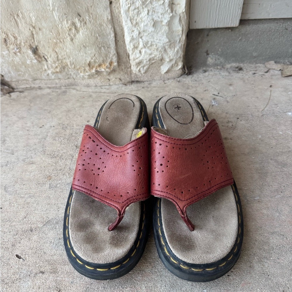 Dr. Marten red leather Slide Sandals